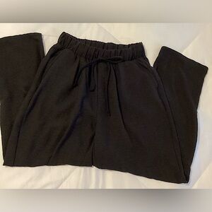 Elastic Waistband Cropped Pants, Black, Small